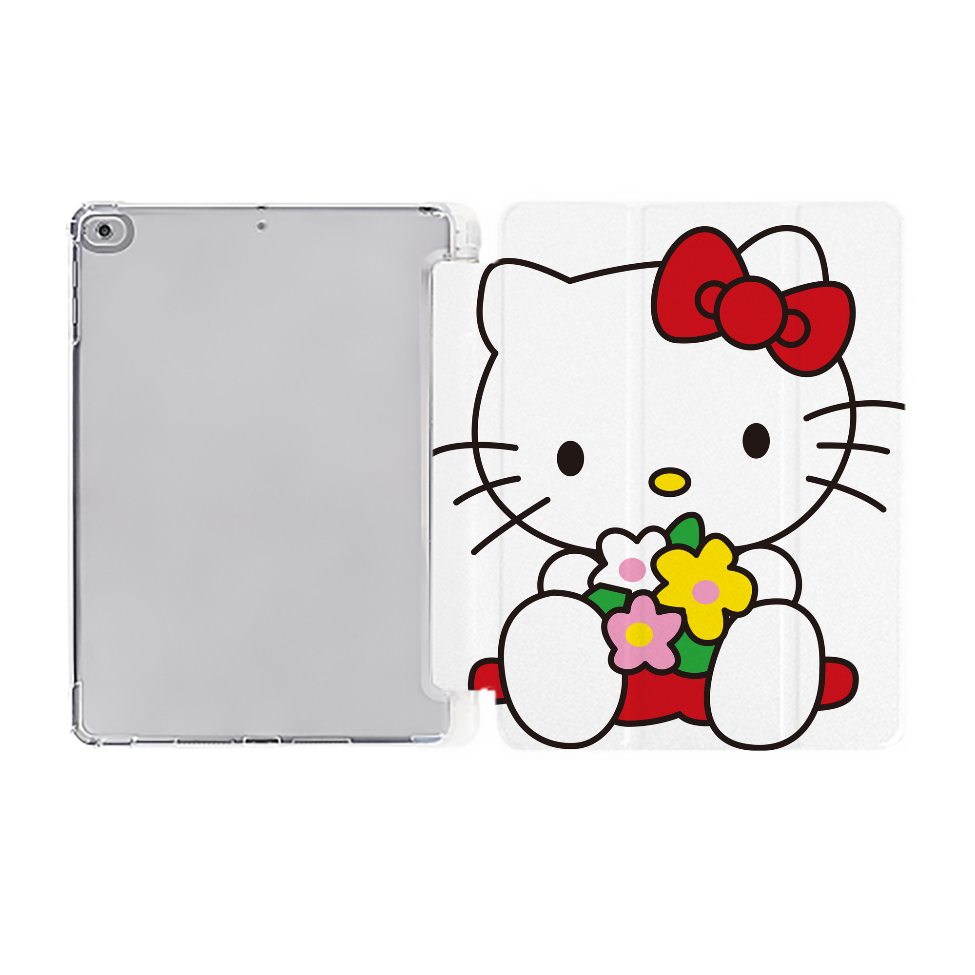 （画像用） Hello Kitty ハローキティ IPad ケース ペン収納付き 三つ折りスタンド PUレザー×シリコン 対応機種9.5/10.5/10.9インチ